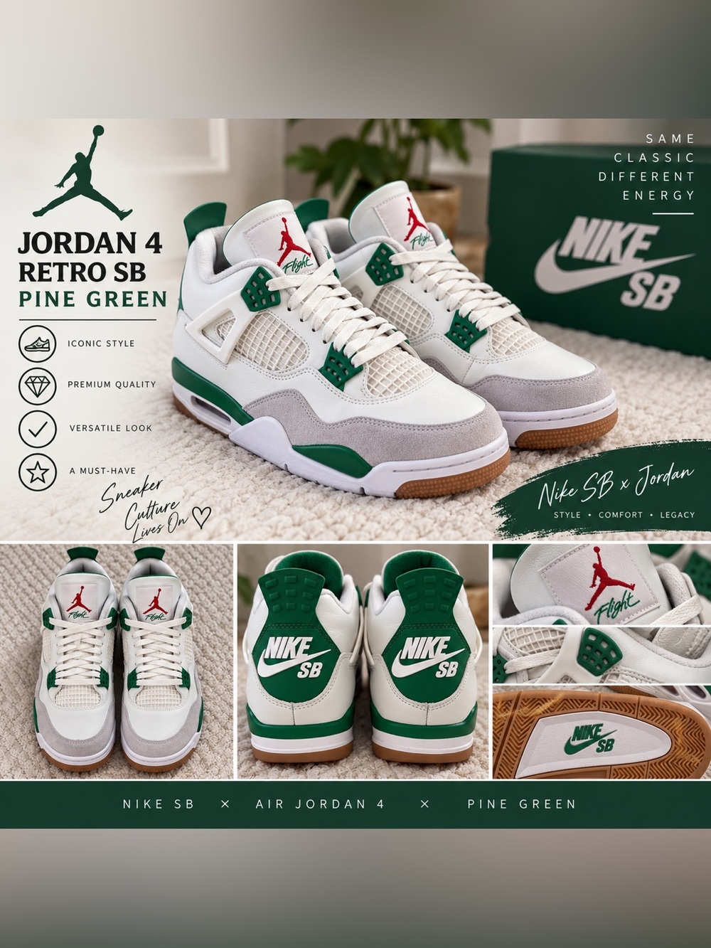 Jordan 4 Retro SB
Pine Green